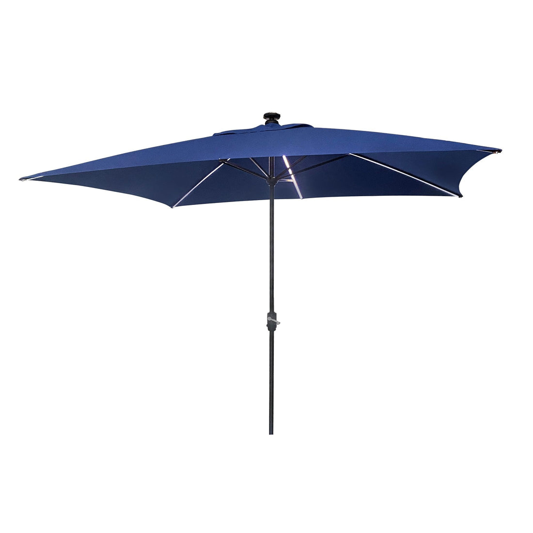 allen + roth 10.5-ft Aluminum Navy No-tilt Market Patio Umbrella with Lights