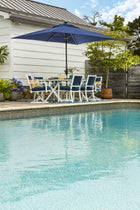 allen + roth 10.5-ft Aluminum Navy No-tilt Market Patio Umbrella with Lights