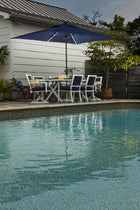 allen + roth 10.5-ft Aluminum Navy No-tilt Market Patio Umbrella with Lights