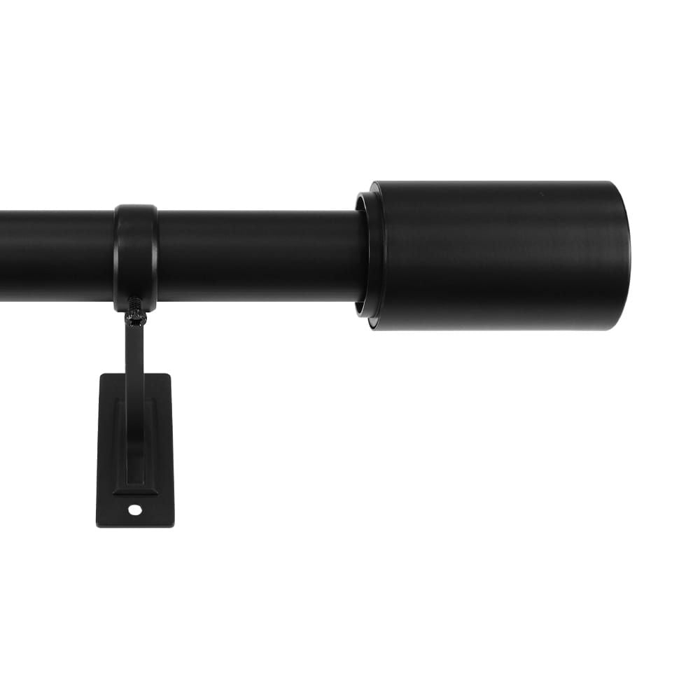 Origin 21 72-in to 144-in Matte Black Iron Single Curtain Rod with Finials