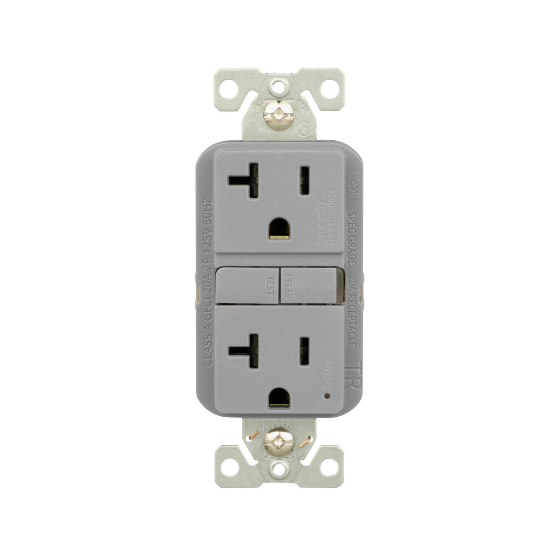 Eaton 20 -Amp 125-volt Tamper Resistant GFCI Residential Decorator Outlet Receptacles , Gray