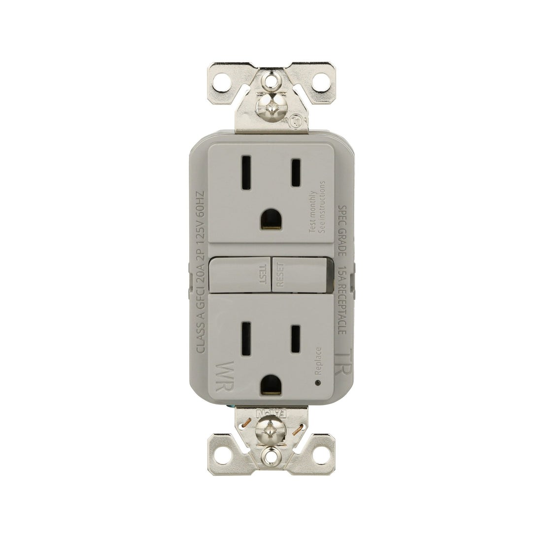 Eaton 15 -Amp 125-volt Tamper Resistant Weather Resistant GFCI Residential Decorator Outlet Receptacles , Gray