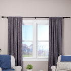 Origin 21 72-in to 144-in Matte Black Iron Single Curtain Rod with Finials