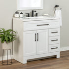 Style Selections Cauley 36-in True White Single Sink Bathroom Vanity with White Cultured Marble Top (Fully Assembled)