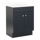 Project Source Dover 24-in Navy Blue Single Sink Bathroom Vanity with White Cultured Marble Top (Fully Assembled)
