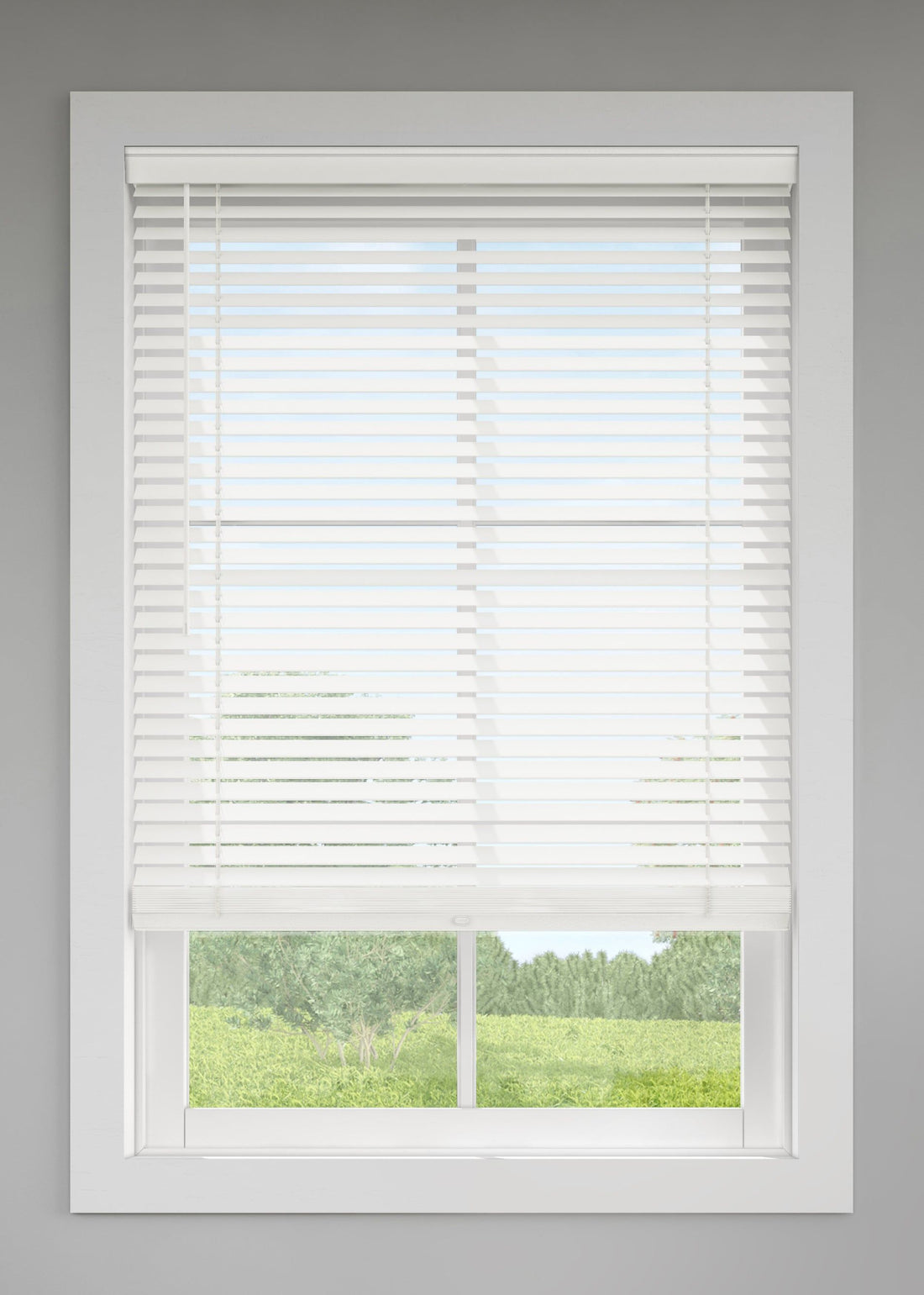 LEVOLOR Trim+Go 2-in Slat Width 35-in x 48-in Cordless White Faux wood Room darkening Horizontal blinds