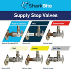 SharkBite 1/2-in PEX Barb x 3/8-in OD Compression Brass Quarter turn Stop Straight valve