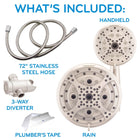 Oxygenics Drench 55.0 -Spray Brushed Nickel 6-in Round Rain High Pressure Shower Head with Handheld Combo 1.8 GPM