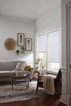 allen + roth Trim at Home 2-in Slat Width 35-in x 64-in Cordless White Faux Wood Room Darkening Horizontal Blinds
