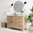 allen + roth Cantrell 48-in Clear Oak Undermount Single Sink Bathroom Vanity with White Engineered Stone Top (Fully Assembled)