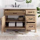allen + roth Cantrell 48-in Clear Oak Undermount Single Sink Bathroom Vanity with White Engineered Stone Top (Fully Assembled)