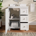 allen + roth Rigsby 30-in White Undermount Single Sink Bathroom Vanity with White Engineered Marble Top (Fully Assembled)