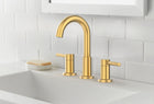 allen + roth Harlow Simplefit Brushed Gold Widespread 2-handle WaterSense Mid-arc Residential Handle Bathroom Sink Faucet with Drain