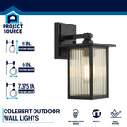 Project Source Colebert 1 -Light 11-in H Matte Black Hardwired Outdoor Wall Light