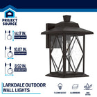 Project Source Larkdale 1 -Light 14.17-in H Matte Bronze Hardwired Outdoor Wall Light