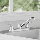 Project Source Dover Chrome Double Handle Deck-mount Kitchen Faucet (Includes Deck Plate)