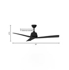 Harbor Breeze Stokes II Easy2Hang 52-in Matte Black with Matte Black Blades Covered Outdoor Downrod or Flush Mount Propeller Ceiling Fan Without Light and Remote Control Included 3 -Blade