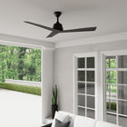 Harbor Breeze Stokes II Easy2Hang 52-in Matte Black with Matte Black Blades Covered Outdoor Downrod or Flush Mount Propeller Ceiling Fan Without Light and Remote Control Included 3 -Blade