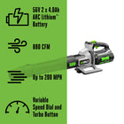 EGO POWER+ 56-volt 880-CFM 200-MPH Battery Handheld Leaf Blower 4 Ah Battery Included Charger Included
