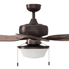 Harbor Breeze Waveport 52-in Aged Bronze with Brown Blades Covered Outdoor Downrod or Flush Mount Ceiling Fan With Light and Pull Chain Included 5 -Blade