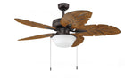 Harbor Breeze Waveport 52-in Aged Bronze with Brown Blades Covered Outdoor Downrod or Flush Mount Ceiling Fan With Light and Pull Chain Included 5 -Blade