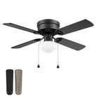Harbor Breeze Armitage 42-in Matte Black with Flush Mount Ceiling Fan With Light and Pull Chain Included
