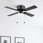 Harbor Breeze Armitage 42-in Matte Black with Flush Mount Ceiling Fan With Light and Pull Chain Included