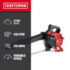 CRAFTSMAN BV2500 27-cc 2-cycle 450-CFM 205-MPH Gas Handheld Leaf Blower