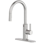 allen + roth Harlow Spot Free Stainless Steel Single Handle Deck-mount Touchless Pull-down Kitchen Faucet with Sprayer (Includes Deck Plate)