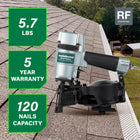 Metabo HPT 1-3/4-in 15 -Degree Pneumatic Coil Roofing Nailer