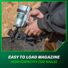 Metabo HPT 1-3/4-in 15 -Degree Pneumatic Coil Roofing Nailer
