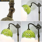 Tiffany Style Reading Floor Lamp Lighting W12H64 Inch 1E26 Green Wisteria Stained Glass Lampshade Antique Adjustable Arched Resin Base Foot Switch Easy Assemble S523 WERFACTORY Lamps Home Decoration