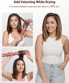 HITTIONA High-Speed 5 In 1 Hair Styler, Professional Hot Air Styler No Heat Damage Frizz-Free for Volumizer, Curl, Straighten, Drying, 1500W Negative Ionic Blow Dryer Brush with Travel Bag, Coral-Red