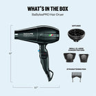BaByliss Pro BABNT6610 Portofino 6600, 2000-Watt Nano Titanium Ionic Hair Dryer, Black | 2000W Italian AC Motor for Thick and Long Hair, Black, BPOR1