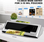 13 Inch Wide Laminator Machine for 3 to 10 Mil Pouches, 800W 4-Roller Commercial and Home Laminating Machine with 30 Pcs 3Mil and 20 Pcs 10Mil Laminating Sheets, Thermal and Cold A3 Laminator