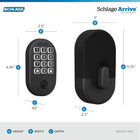 Schlage Arrive Smart Wi‑Fi Deadbolt Lock with Keypad, Keyless Entry Front Door Lock, App Control, Alexa and Google Home Compatible, Matte Black, BE459WB RMN 622