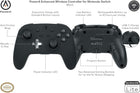 PowerA Enhanced Nintendo Switch Controller Wireless - Black, Rechargeable Pro Controller for Switch, Immersive Motion Control and Advanced Gaming Buttons