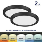 Project Source Edge Light 11-in Black Outdoor 1 -Light LED Tunable White Flush Mount Light with Plastic Shade 2 -Pack