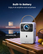 [Built-in Battery & Apps] Mini Projector with WiFi and Bluetooth, Battery Powered Projector 1080P, TOPTRO Smart Portable Projector, Auto Focus Keystone, Outdoor Movie Projector for Phone/TV Stick