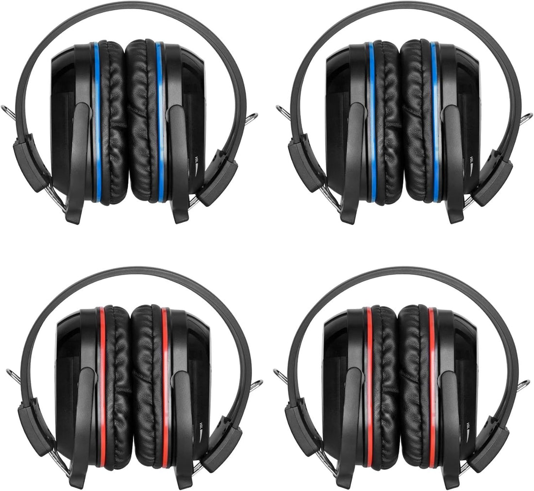 SIMOLIO 4 Pack IR Headphones for Car DVD, Wireless Car Headphone for Kids, Not Bluetooth, Dual Channel Universal Infrared Headphonefor uConnect VES, Dodge, Honda Odyssey, Town and Country, GMC Yukon
