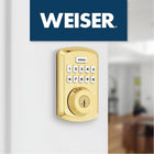 Weiser Powerbolt 3 Polished Brass Keyless Entry Door Lock/Deadbolt Lock, 10-Button Keypad Door Lock with Auto Lock and 12-Month Battery Life, Electronic Door Locks for Front Door, Home Décor