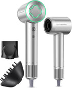 Cosy Companions Hair Dryer - 150000 RPM High-Speed Brushless Motor Negative Ionic Blow Dryer for Fast Drying, Low Noise Thermo-Control Hair Dryer with Diffuser and Nozzle, Silvery