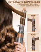 Hot Air Brush Hair Styler, 5 in 1 Hair Dryer Brush Auto Wrap Curlers Frizz-Free Styling Tool for All Hair Types Fast Drying, Curling, Smoothing, Volumizing & Straightening With Travel Storage Case