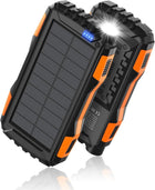 Solar Charger, Power Bank, 42800mAh Portable Charger Power Bank External Battery Pack 5V3.1A Qc 3.0 Fast Charger Built-in Super Bright Flashlight (Deep Orange)