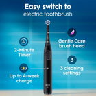 Oral-B iO Series 2 Limited Rechargeable Electric Powered Toothbrush, Pure White with 1 Gentle Care Brush Head and 1 Black Travel Case - Automatic Pressure Sensor to Protect Gums - 3 Modes - 2 Min Timer