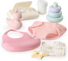 LullaBaby – 14-Inch Realistic Baby Doll Diaper & Care Accessories Bundle Brown Eyes & Soft Body - Pretend Play 2+ Years - Baby Doll & Jogging Stroller Set