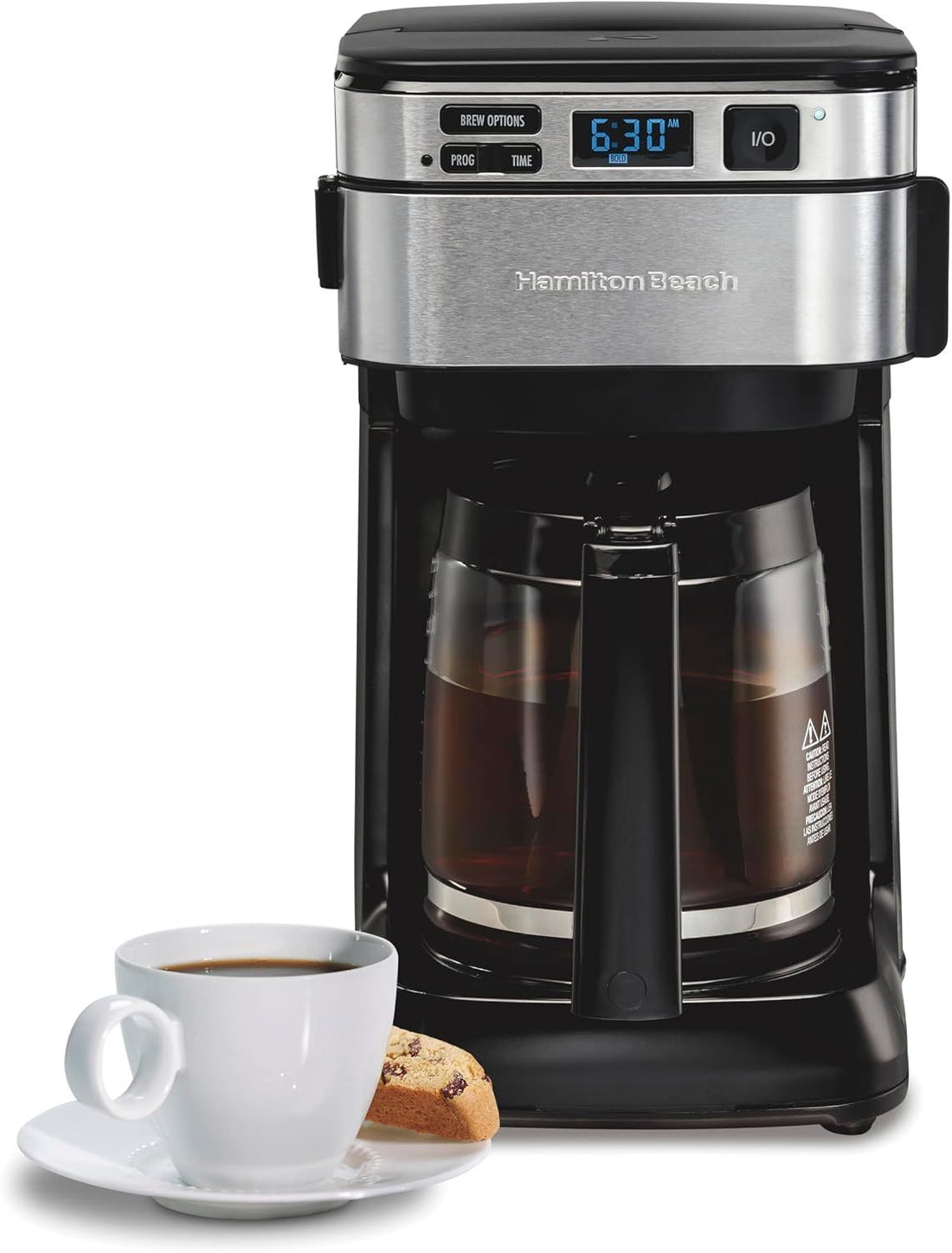 Hamilton Beach FrontFill 12 Cup Programmable Drip Coffee Maker, Front Access Water Reservoir & Swing-Out Brew Basket, Auto Pause & Pour, Auto Shutoff, Black (46310C)