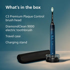 Philips Sonicare DiamondClean 9000 Electric Toothbrush - Sonic Toothbrush with App, Pressure Sensor, 12 Brushing Settings, Replacement Reminder, Charging Stand, Travel Case, Aquamarine, HX9911/92