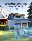8CH H.265+ 3K Lite Wired CCTV Security Camera System with Human Vehicle Detection, 4X IP68 5MP Surveillance Camera for Indoor Outdoor, 512GB Hard Drive for 24-7 Recording, Remote Access
