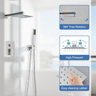 Shower Faucet Set Rain Shower System with Handheld Spray Bathroom Shower Faucet Set Complete, 8 Inches Rainfall Shower Head with Handheld and Brass Valve, Brushed Nickel Wall Mount Shower Set